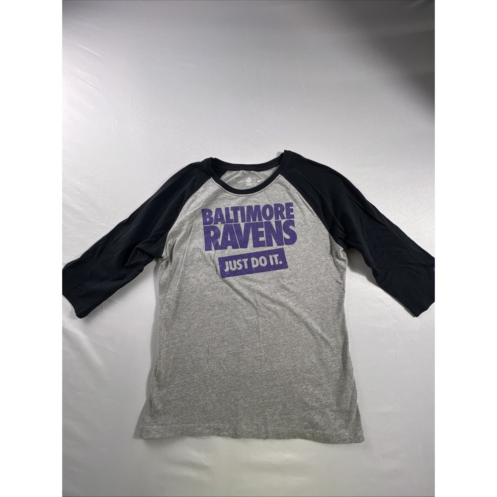 Women's Baltimore Ravens Nike Shirt Size Large Just Do It! 3/4 Sleeve Sparkle